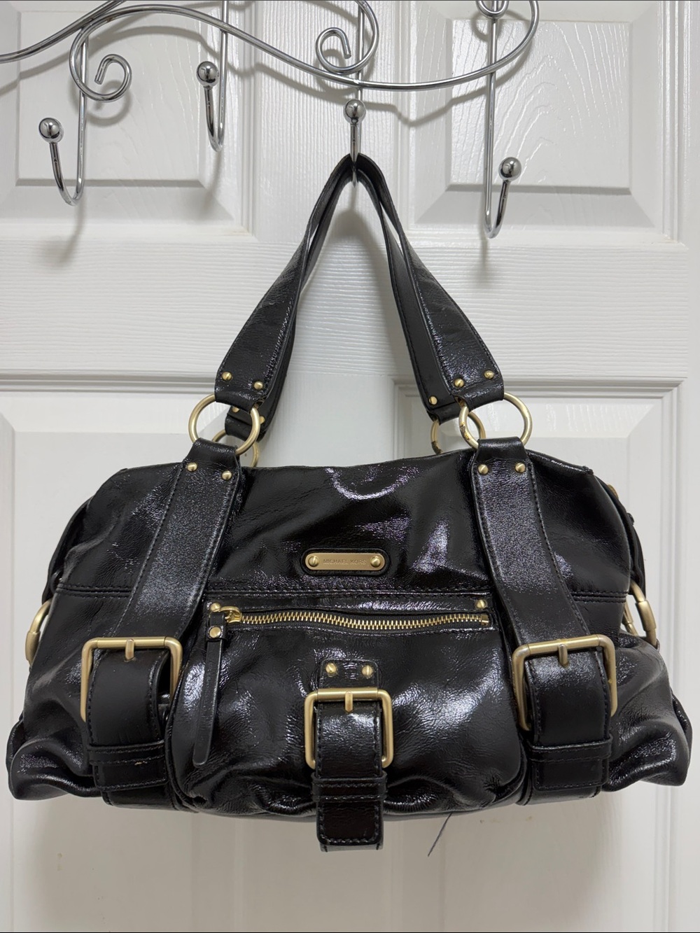 Michael Kors Black Patent Leather Shoulder Satchel